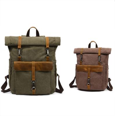 China Outdoor Custom Travel Backpack Canvas Man Travel Backpack Anti Theft Anti-theft Canvas Backpack Leather Travel Backpack Bag for sale