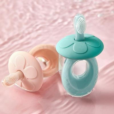 China Non-Heart Baby Training Foldable High Quality Eco Silicon Soft Comfortable Baby Toothbrush for sale