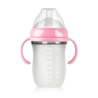 China Bulk Portable Custom Wide Soft Chewable Baby Nipple Neck BPA Bottle 120ml 270ml Free From Silicone for sale