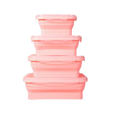 China Collapsible Lunch Bento Containers Box-Leakproof, Microwave Oven Available, Sustainable Silicone Folding Bowl Set With Leakproof Lid for sale