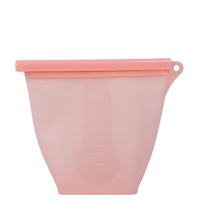 China Traditional Reusable Silicone Food Storage Containers Leakproof Containers Stand Up Zippered Bag Cup Bag Food Storage Bag for sale