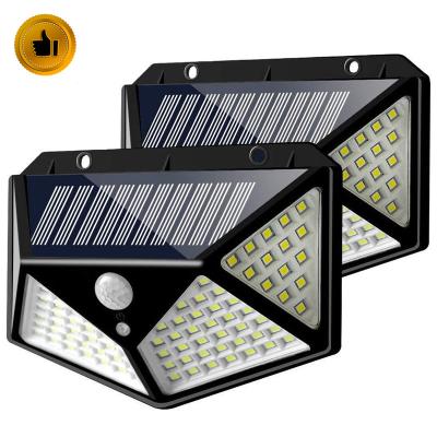 China Water Proof E-lux 100 Led All In One Outdoor Waterproof Led Solar Sensor Garden Lights Lamp Home Wall Lighting Power Solar Lights for sale