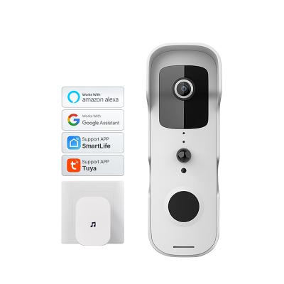 China Smart home security system 2 in 1 doorbell wifi night vision connect to phone remote control white doorbell for sale