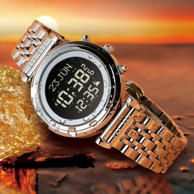 China AL-SAHAR Wrist Watch Women Lady Stylish Azan Alarm Watches Japan Movement Popular Fashion Fashion Waterproof Silver Case Athan Watches for sale