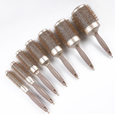 China Round 7 Sizes Hair Salon Comb Nano Ceramic Curling Thermal Ion Round Bristle Boar Brush for sale