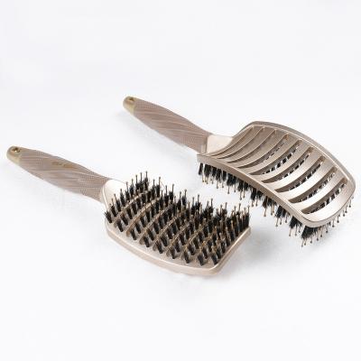 China Curved Duct Professional Salon Large Hairstyling Brushes Hard Boar Bristle Hair Brush for sale