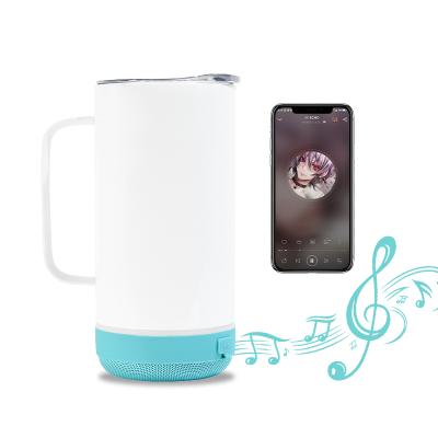 China New Design 14oz Stainless Steel Viable Vacuum Insulated Blue Tooth Music Sublimation Speaker Tumbler Coffee Mug With Handle for sale