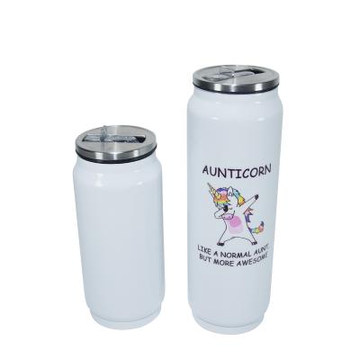 China 350ml 500ml Double Wall Stainless Steel Sublim Viable Insulated Sublimation Masks Cola Soda Can Tumbler With Straw for sale