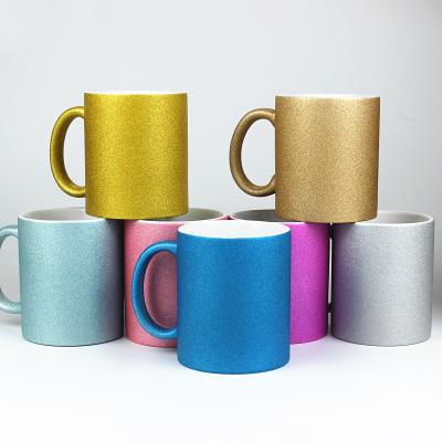 China Amazon Sustainable Hit 11 Ounce Glitter Sublimation Frosted Ceramic Mug Blanks Coffee Mugs For Heat Transfer Printing for sale