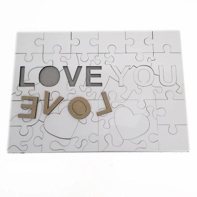 China Eco-friendly Custom Hot Sale Game Making Educational Love Printing Sublimation Masks Wooden Puzzle for sale