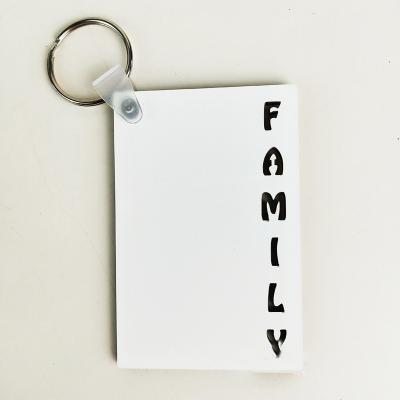 China Souvenir Gifts Promotion Sublimation Soft Blanks MDF Wooden Board White Key Chain Square Shaped With Family Letter Key Chain for sale