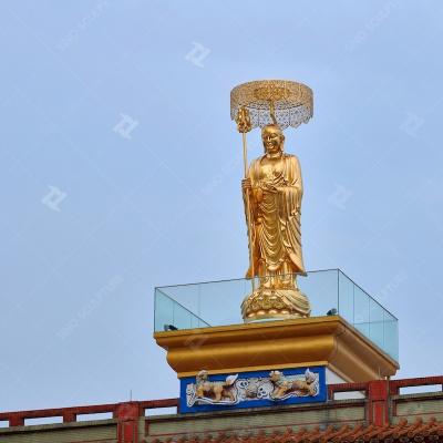 China Decoración exterior Estatua de Buda de bronce Hoja de oro Estatua de Ksitigarbha Bodhisattva en venta