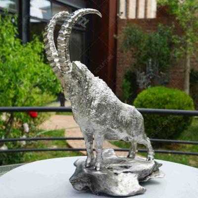 China Custom  Stainless Steel Cast Fighting Goat Sculpture For Wholesale for sale