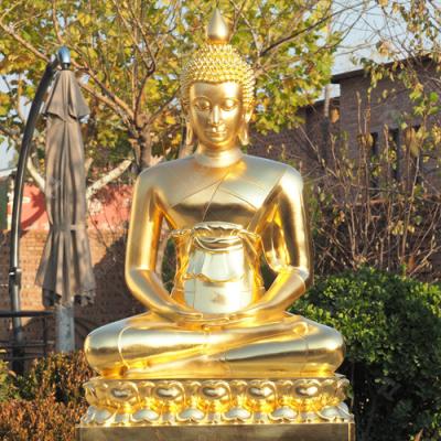 China Cast Gold Leaf Bronze Buddha Statue 1M High In Wat Pak Nam / Bangkok for sale