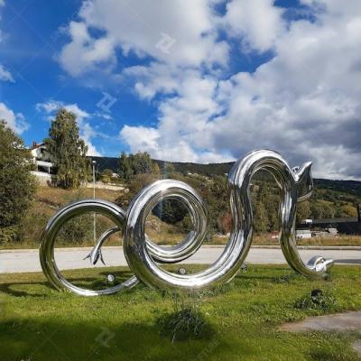 China 3 Meters High Superb Mirror Polished Stainless Steel Snake Sculpture In Norway for sale