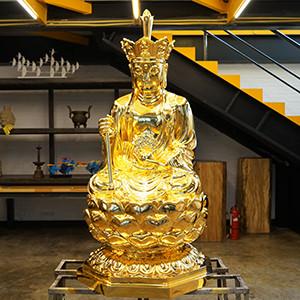 China Estátua de Bodhisattva de folha de ouro de bronze Ksitigarbha Personalizada Estátuas de Buda de bronze antigo à venda