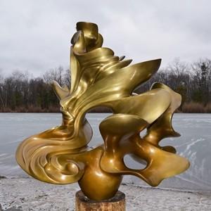 China Gouden gieten Grote bronzen beeldhouwwerk Zonnewiel Bronzen tuinfiguren Te koop