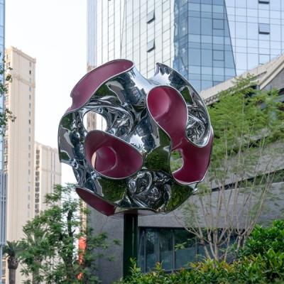 China Beautiful Flower Shape Stainless Steel Sculpture for Outdoor Decoration for sale