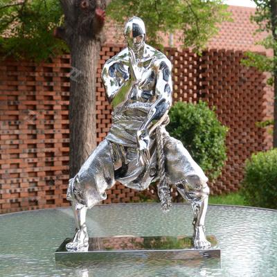 China Modern Stainless Steel Statue Mirror Polished Cast China Warrior Statues for sale