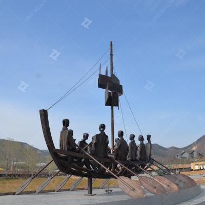 China Customized Large Casted Bronze Boat Statue For Outdoor Decoration for sale