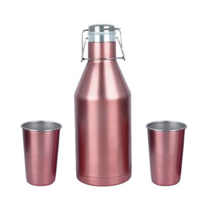 China Viable Hongtai Drinkware 64oz Water Bottle Shaker Stainless Steel Vacuum Jug Beer Shaker Sets for sale