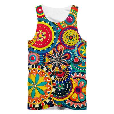 China Hot Sale QUICK DRY Fashion 3D Printing Low Price Sublimation Mens Sports Wear Vest Sleeveless Shirt Body Fitted Logo Breathable Custom Vest for sale