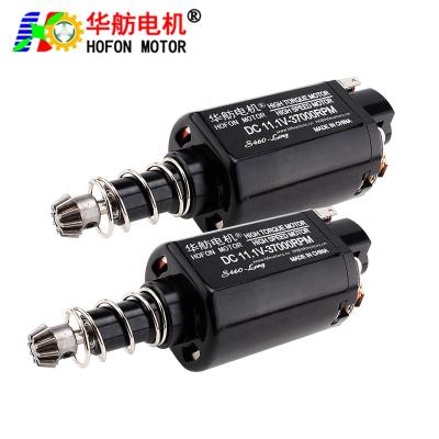 China Hofon HF460WA-11370L Long Shaft 11.1V 37000RPM Non-waterproof DC Carbon Brush Motor For AEG Water Bomb Toy Gun for sale