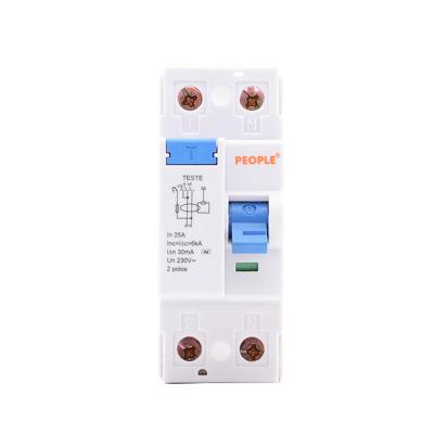 China Household PEOPLE PF360 2P 4P 6A 10A 16A 20A 25A 32A 40A 50A 63A 30mA 100mA 100mA Residual current circuit breaker RCCB for sale