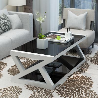 China Office Home Tempered Glass Metal (Other) Adjustable Home Furniture Rectangle Steel Coffee Table for sale