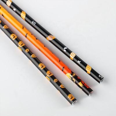 China Disposable Reusable PP Print Eco-friendly Plastic Printed Straws Drinking Straws With Design Halloween Plastic Straws Pumpkin for sale