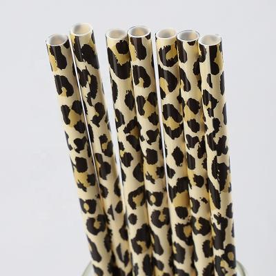 China Wholesale Disposable Drinking Reusable PP Cow Skin Hard Plastic Animal Print Straws Printed For Tumblers for sale