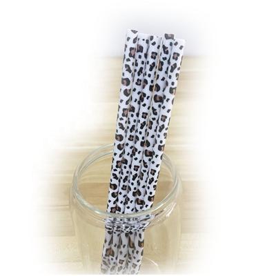 China Wholesale Disposable PP Hard Plastic Leopard Animal Print Cowhide Drinking Reusable Straws For Tumblers for sale