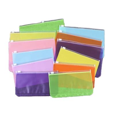 China Custom Color PVC Logo Spiral Notebook Inserts 6 Holes Clear Waterproof PVC Waterproof Zipper Document Bag A6 Plastic Binder Pocket for sale