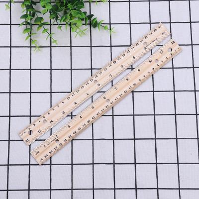 China School Office Stationery Promotion Scale Ruler Kids Safety Ruler Aluminum Inserted Wooden Straight Ruler Measuring 30cm for sale