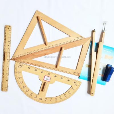 China School Office Stationery China Supplies School Stationery Set Mathematical Teaching Ruler Square Wooden Ruler Triangular Scale for sale