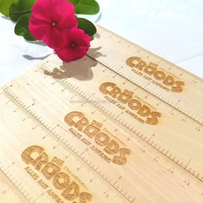 China Wholesale 15cm Scale Woodem Straight Ruler Cartoon Children Stationery Mini Ruler Children School Office Stationery for sale