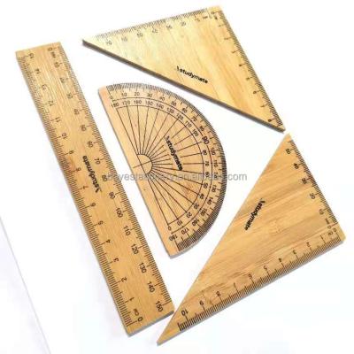 China School Office Stationery Professional Educational Ruler Set 4 Pieces Luxury Bamboo Drawing and Painting Bamboo Wooden Art Ruler Set Kids School Art for sale