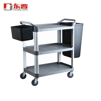 China PP Muti-purpose Plastic Kitchen Hotel Trolley PP 3 Tier Serving Cart With Four Wheels for sale