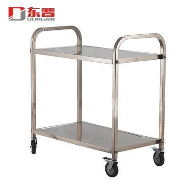 China S/S 201 Cheap Double Tier Stainless Steel Storage Serving Kitchen Cart Serving Cart for sale