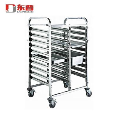 China S/S 201 10 Layers Stainless Steel Cake Bread Storage Pan Cool Bakery Rack Baking Equipment Trolley Trolley with Wheels for sale