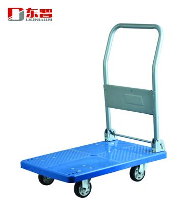 China Good Business Factory Start Here Plastic Heavy Duty Platform Truck Fold Up Trolley Foldable Hand Push Cart for sale