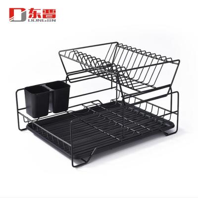 China Sustainable Household Wire Free Sample 2-Tier Dish Drainer Dish Rack Hanging Kitchen for sale