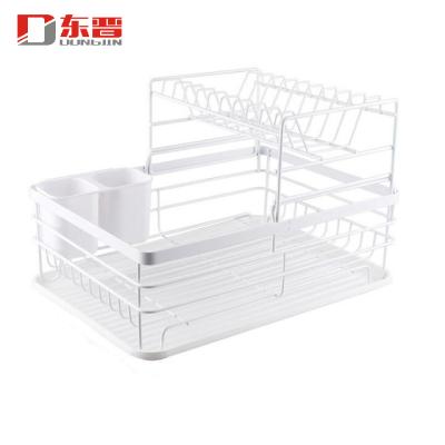 China Sustainable Dish Rack Kitchen Plastic Metal Dish Dish Rack Rack With Drip Tray for sale