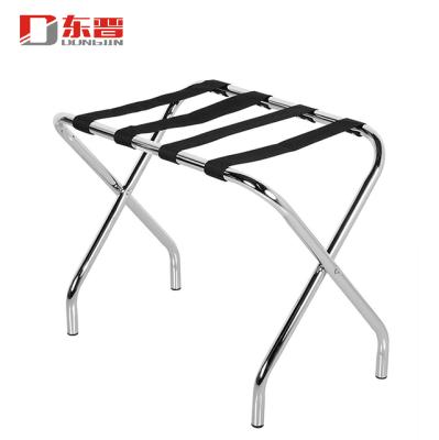 China Silver Hotel Stainless Steel Metal Tray Stand Folding Luggage Suitcases Holder Rack S/S201 for sale