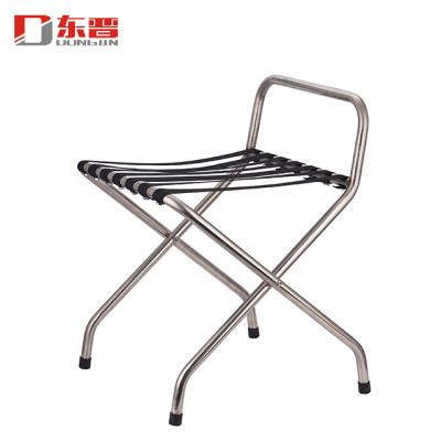 China Modern Strong Stainless Steel Metal Luggage Rack For Hotel Folding Tray Stand for sale