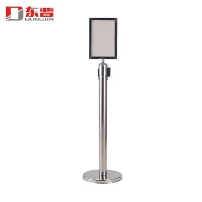 China S/S201 Steel Belt Barrier Crowd Queue Control Retractable Mail Railing Bracket With A4 Sign Holder for sale