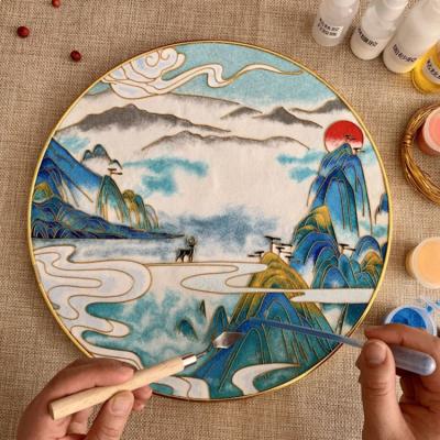 China Handmade Cloisonne Traditional Coloring Sand Craft Painting Frames Cloisonne Art Painting Diy Crafts For Adult Sand Art Kit for sale