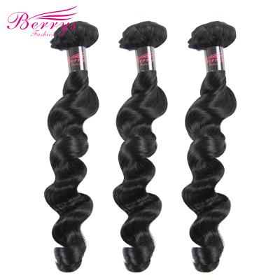 China Fashion 10-30inch Berrys Wave Hair Extension Virgin Indian Hair Weave Unprocessed Loose Loose Wave Natural Black Bundles for sale