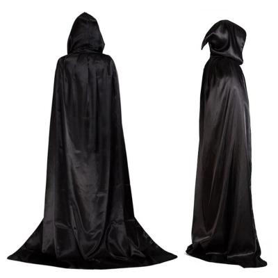 China Halloween Party Cosplay Performance Kids Adult Cloak With Hooded Halloween Demon Devil Costume Black Full Cloak Halloween Costume for sale