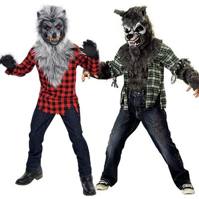 China Polyester Hungry Howler Werewolf Halloween Costume for Boys Includes Mask Shirt with Fur Gloves for sale